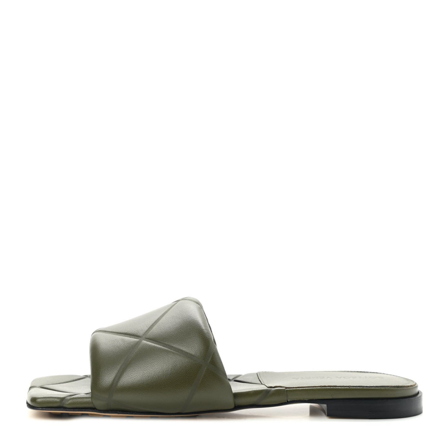 Nappa Quilted Rubber Lido Flat Sandals 36 Khaki