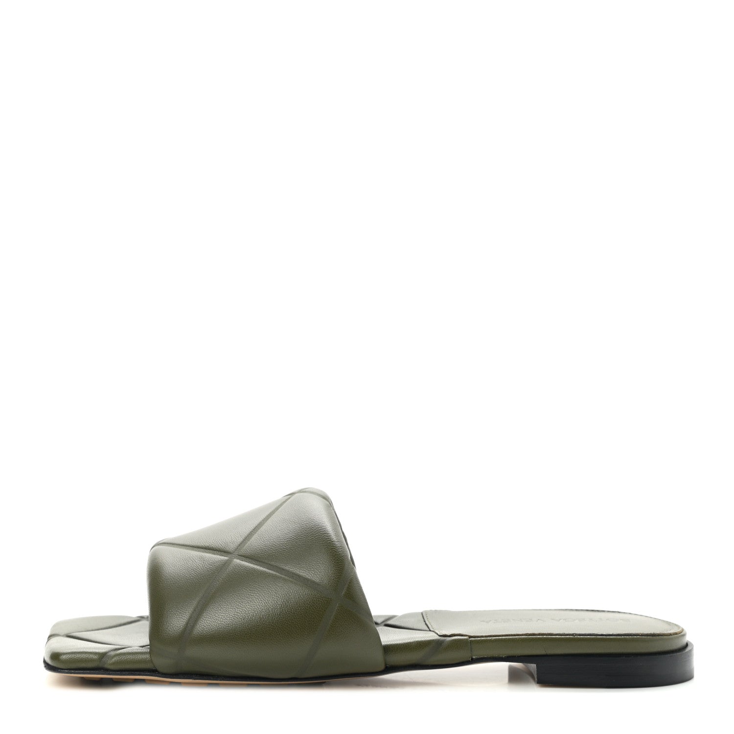 Bottega Veneta Nappa Quilted Rubber Lido Flat Sandals 36 Khaki 1 of 7
