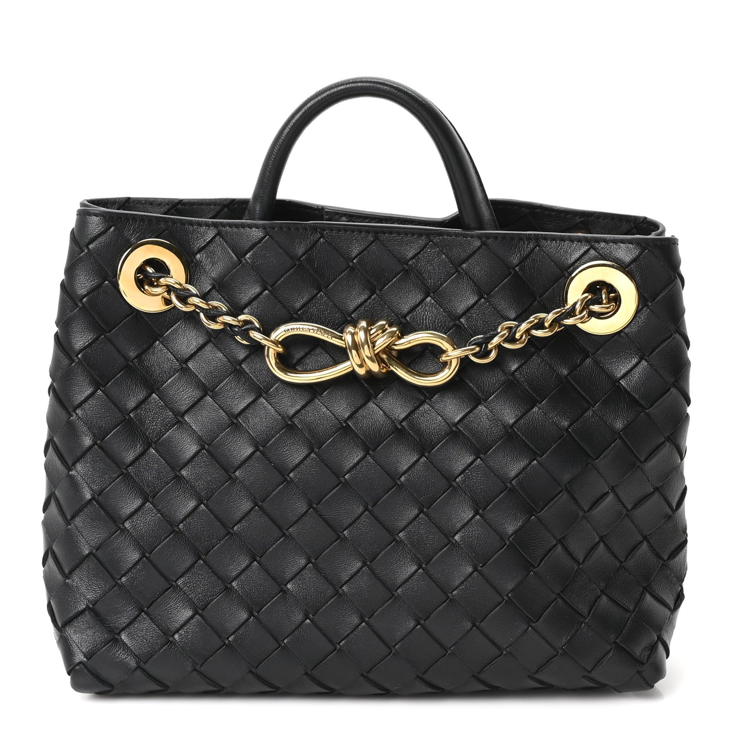 Nappa Intrecciato Small Andiamo With Chain Shoulder Bag Black