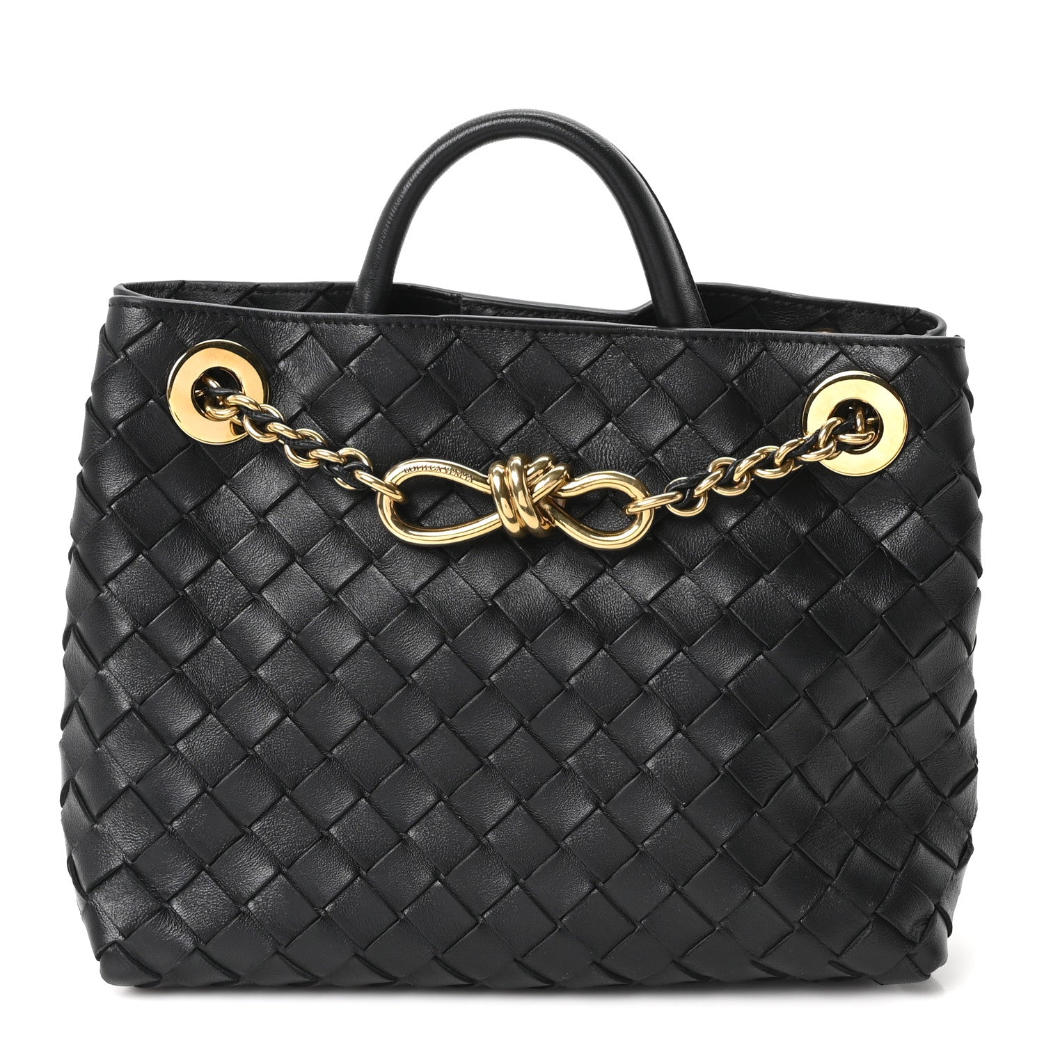 Bottega Veneta Nappa Intrecciato Small Andiamo With Chain Shoulder Bag Black 1 of 9