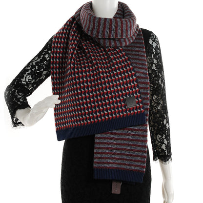 Louis Vuitton Cashmere Calfskin Wallpaper Hat Scarf Set Blue Rouge 3 of 10