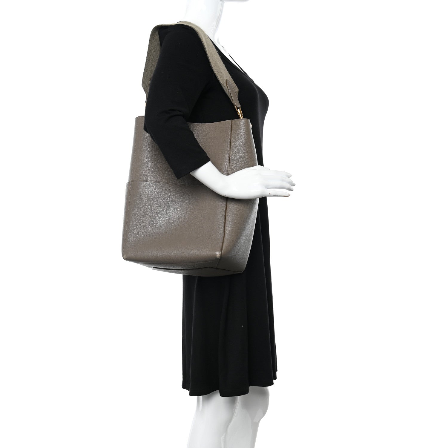 Celine Soft Grained Calfskin Sangle Bucket Bag Taupe 2 of 14