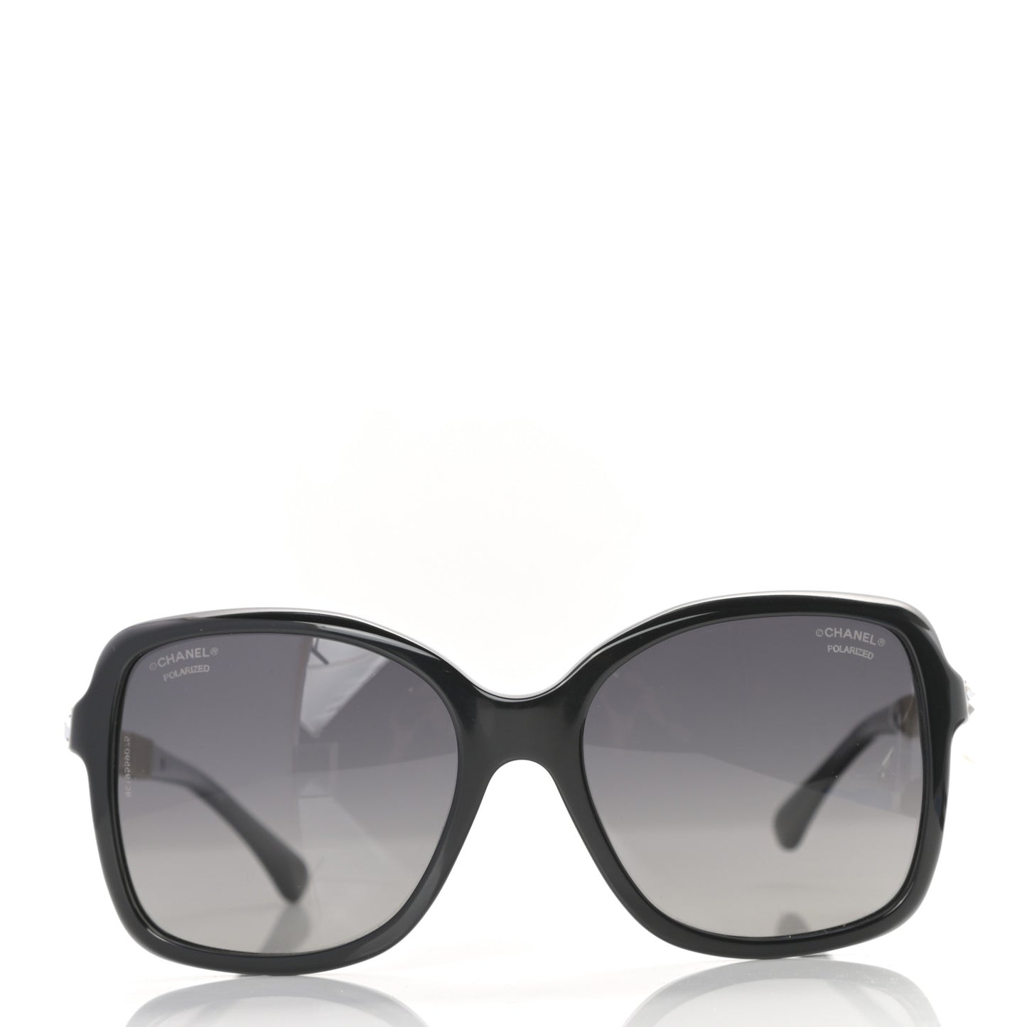 Crystal Baguette Polarized Square Sunglasses 5308-B Black