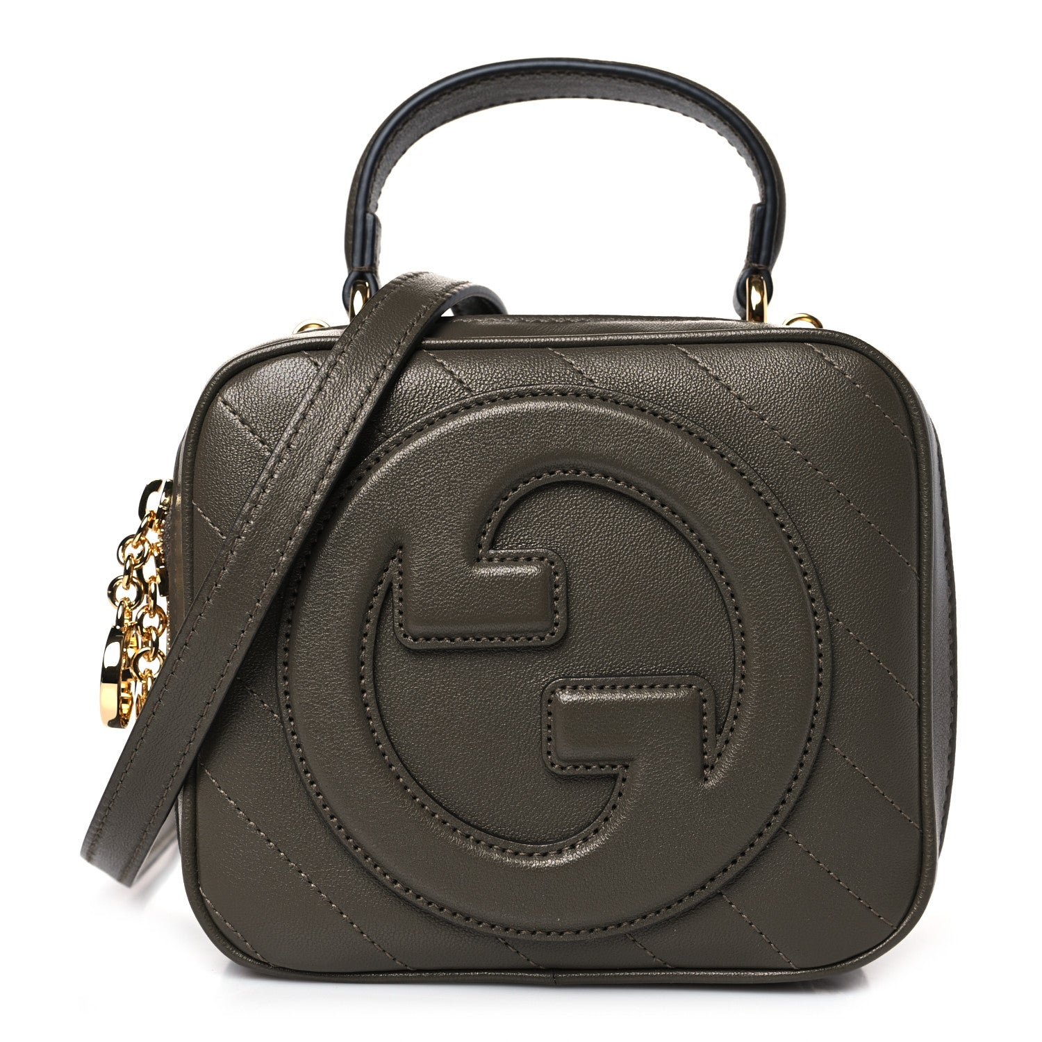 Gucci Sakai Be Green Calfskin Diagonal Stitched Blondie Top Handle Bag Craclet Brown 1 of 8