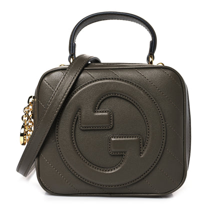 Gucci Sakai Be Green Calfskin Diagonal Stitched Blondie Top Handle Bag Craclet Brown 1 of 8