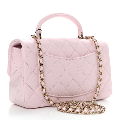 Chanel Lambskin Quilted Mini Top Handle Rectangular Flap Light Pink 3 of 11