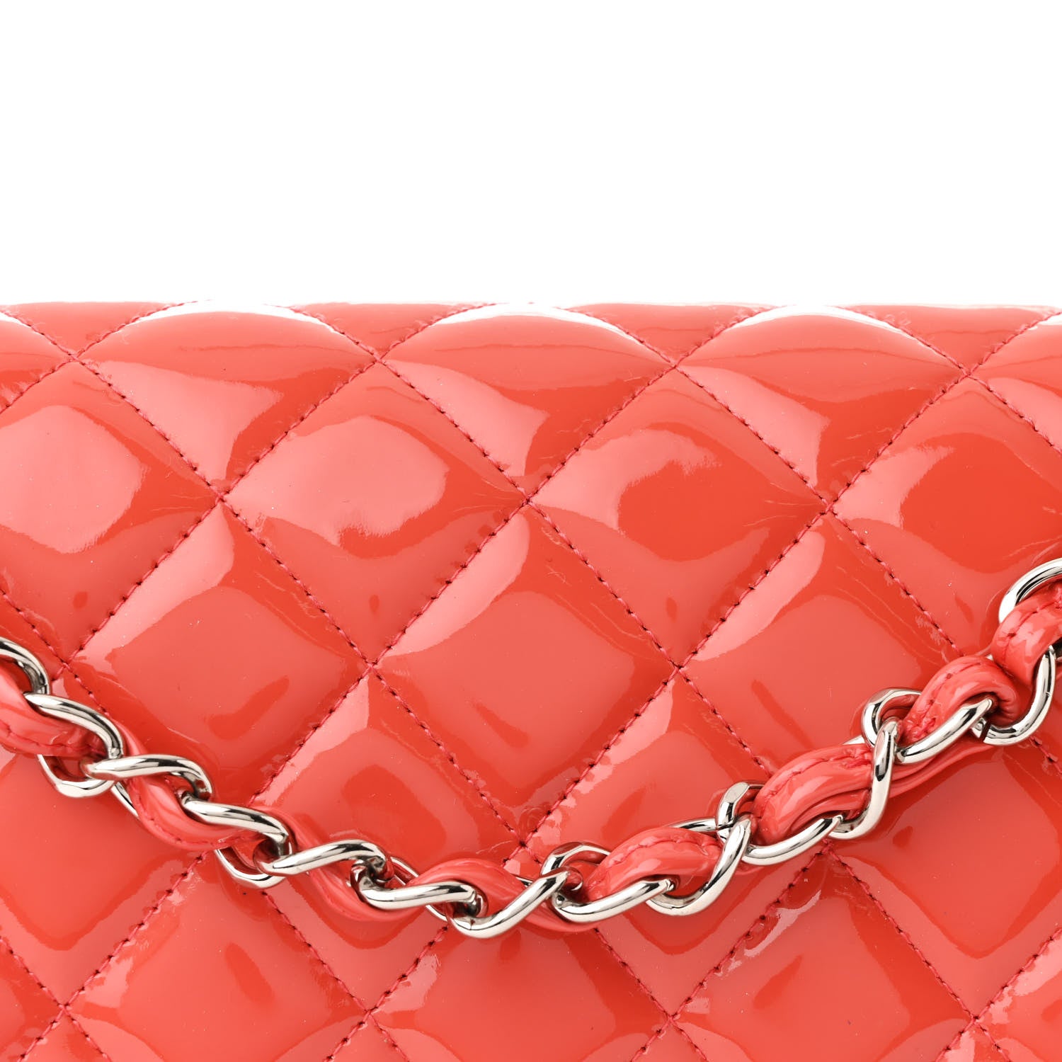 Chanel Patent Quilted Jumbo Double Flap Coral 8 of 11
