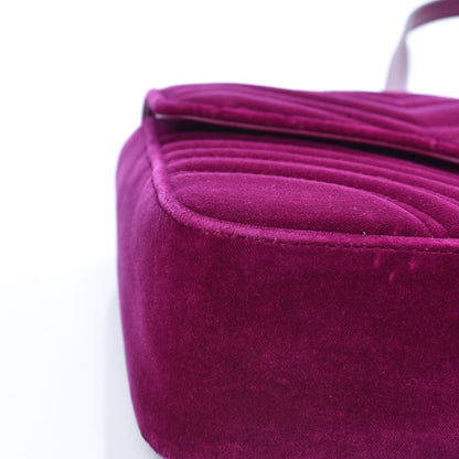 Gucci Velvet Matelasse Medium GG Marmont Shoulder Bag Fuchsia Violet Cyclamen 9 of 12