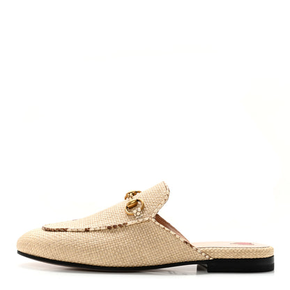 Gucci Straw Elaphe Womens Princetown Slippers 36 Natural Cream Brown 1 of 11