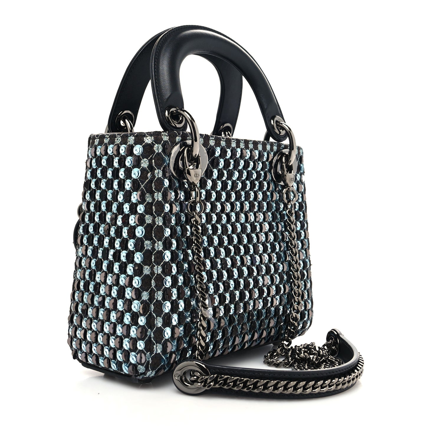 Sequin Embroidery Mini Lady Dior Blue