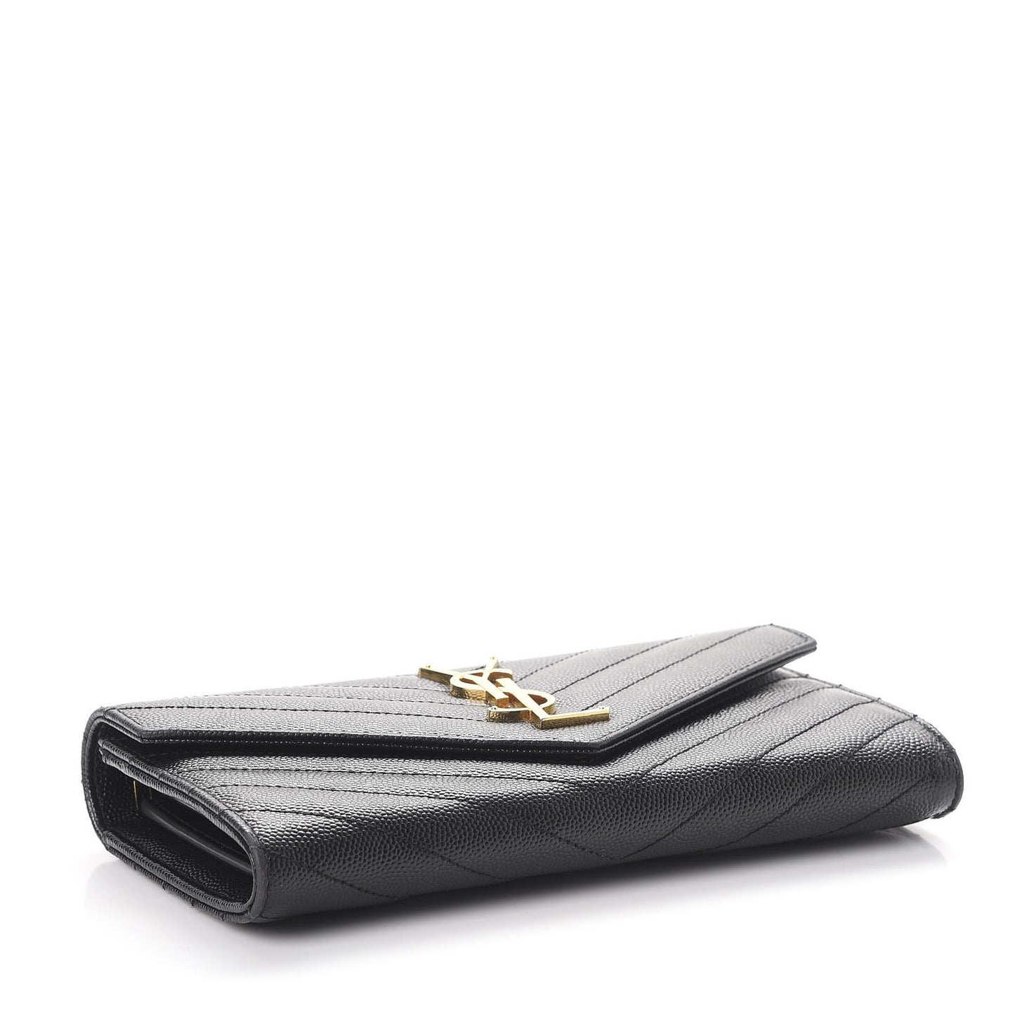 Grain De Poudre Matelasse Chevron Monogram Flap Wallet Black