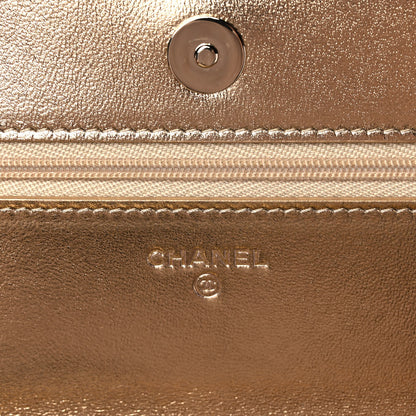 Chanel Hammered Metallic Calfskin Quilted Wallet On Chain WOC Gold 6 of 12