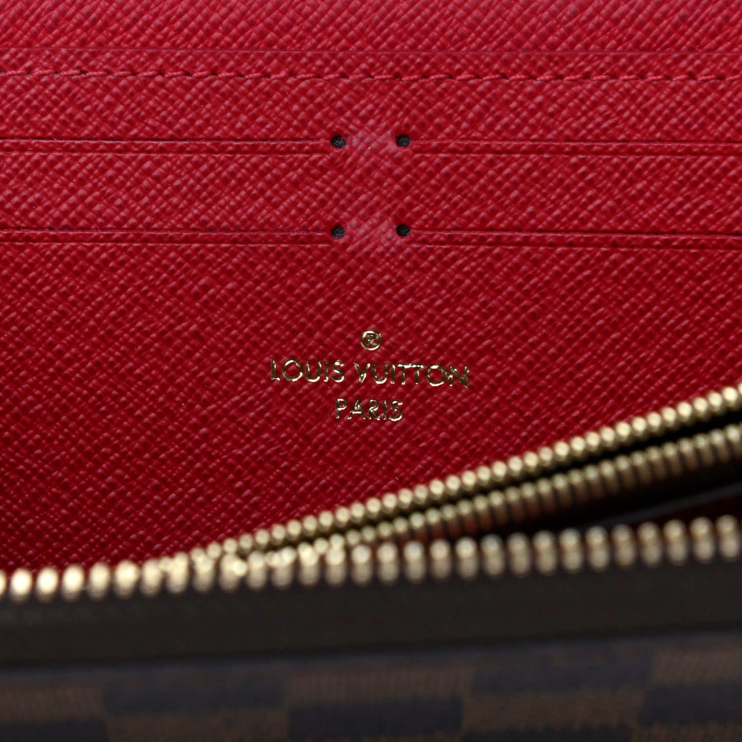Damier Ebene Clemence Wallet Cherry