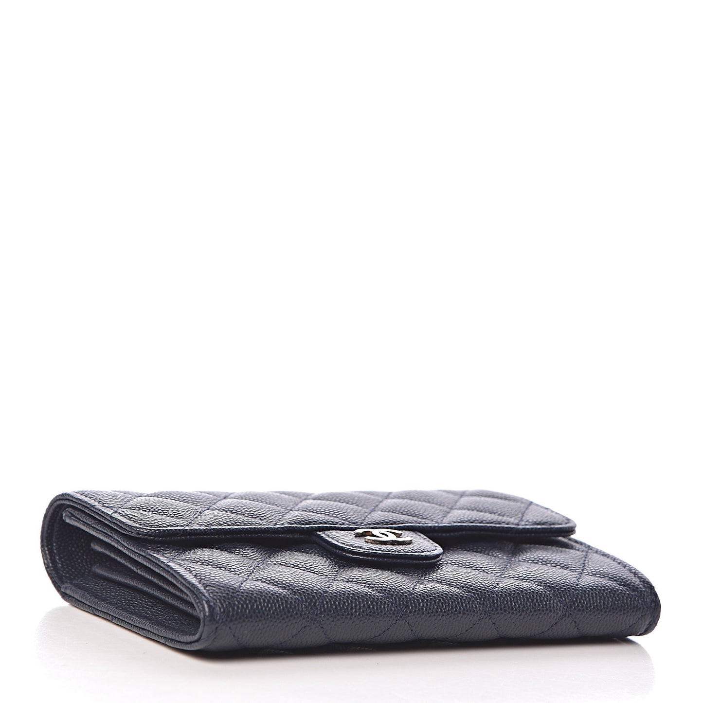 Caviar Quilted Medium Flap Wallet Navy
