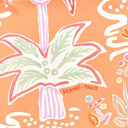 Hermes Silk Isola Di Primavera Scarf 90 Abricot Vert Jaune 2 of 3