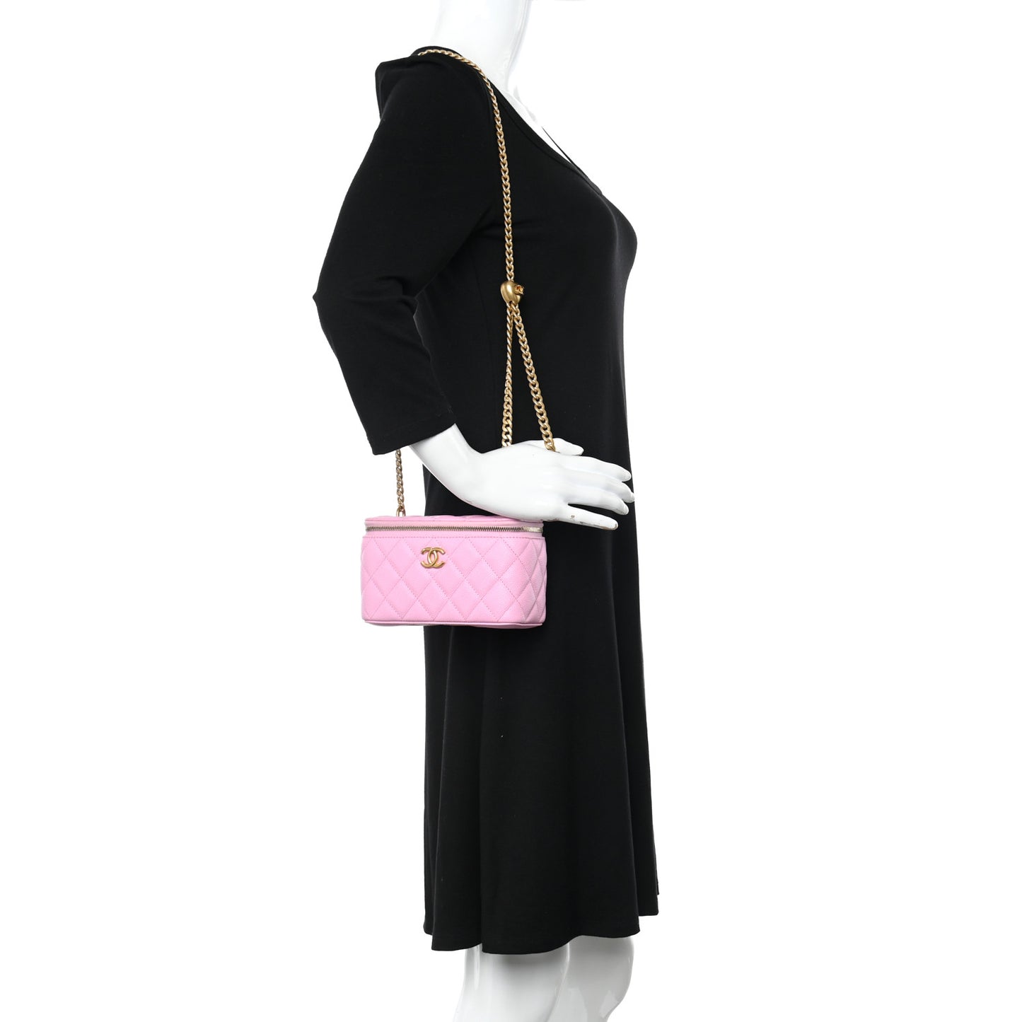 Caviar Quilted Sweetheart Vanity Case Pink