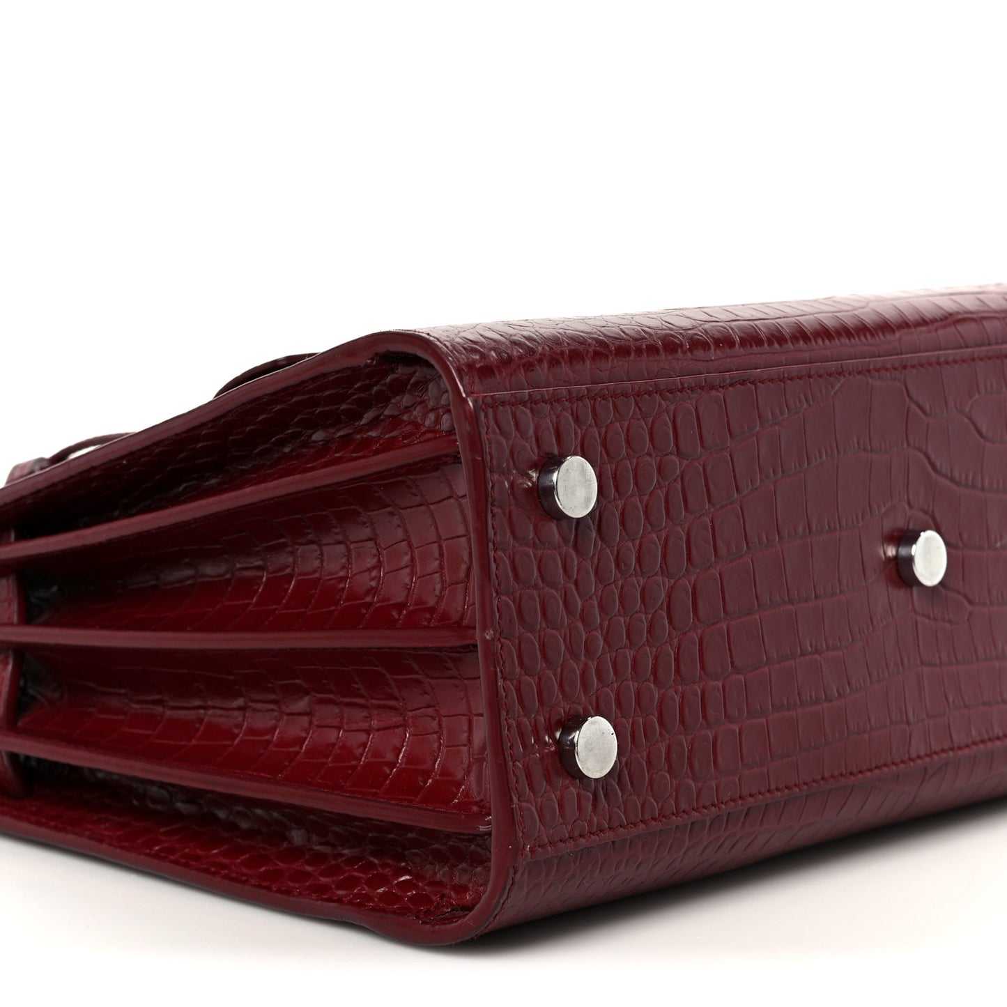 Calfskin Crocodile Embossed Baby Sac De Jour Red