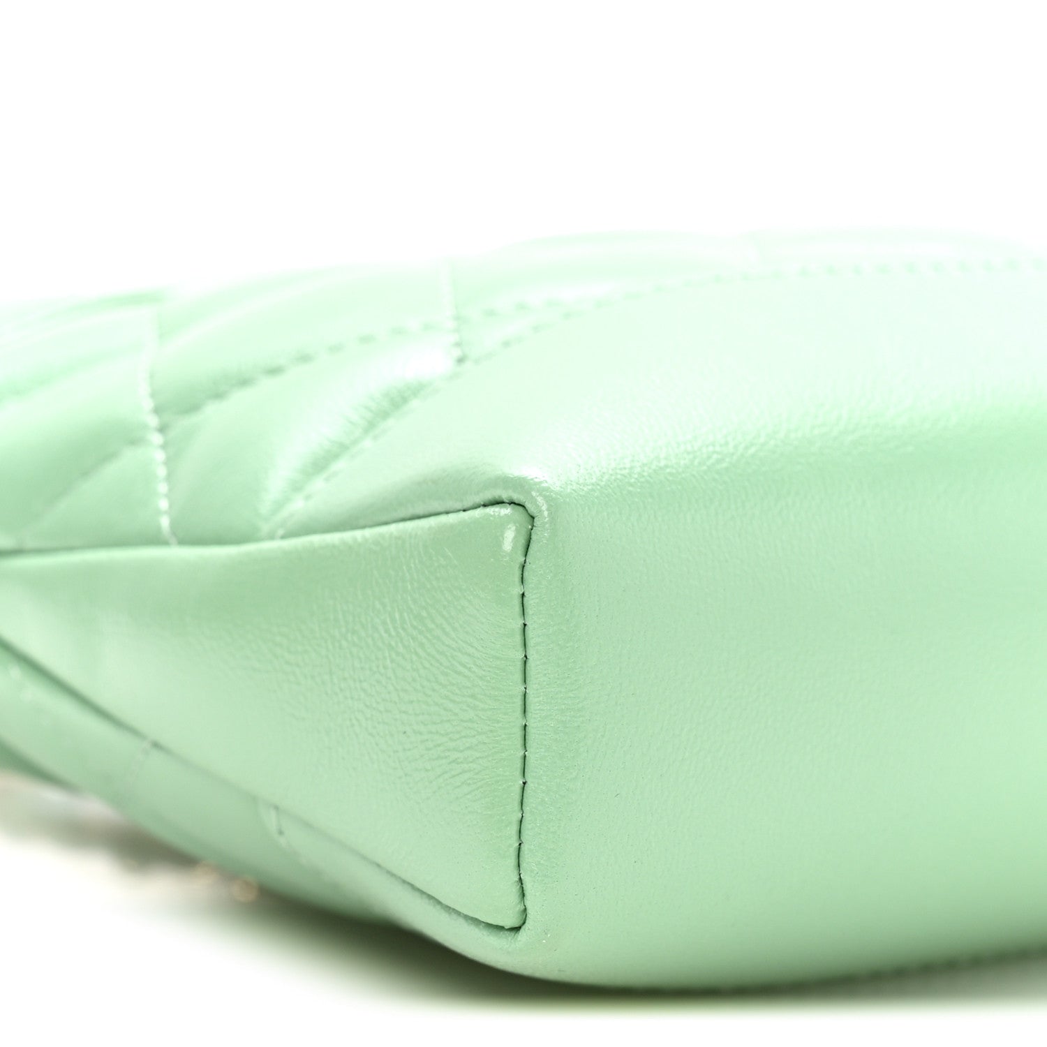 Chanel Shiny Crumpled Calfskin Quilted Nano 31 Shopping Bag Light Green 9 of 11