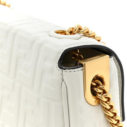 Fendi Nappa Small FF Embossed Midi Chain Baguette White 10 of 10
