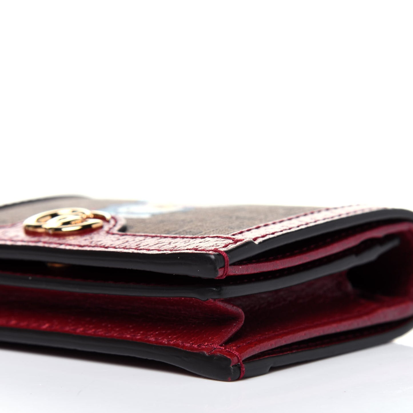 X DORAEMON Mini Vintage GG Supreme Monogram Card Case Wallet Beige Cherry Red