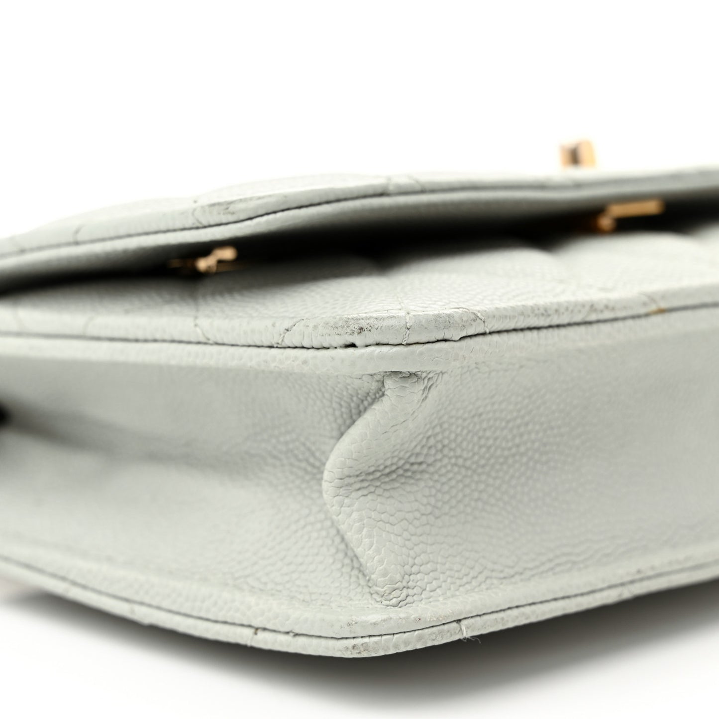 Caviar Quilted Medallion Wallet on Chain WOC Light Grey