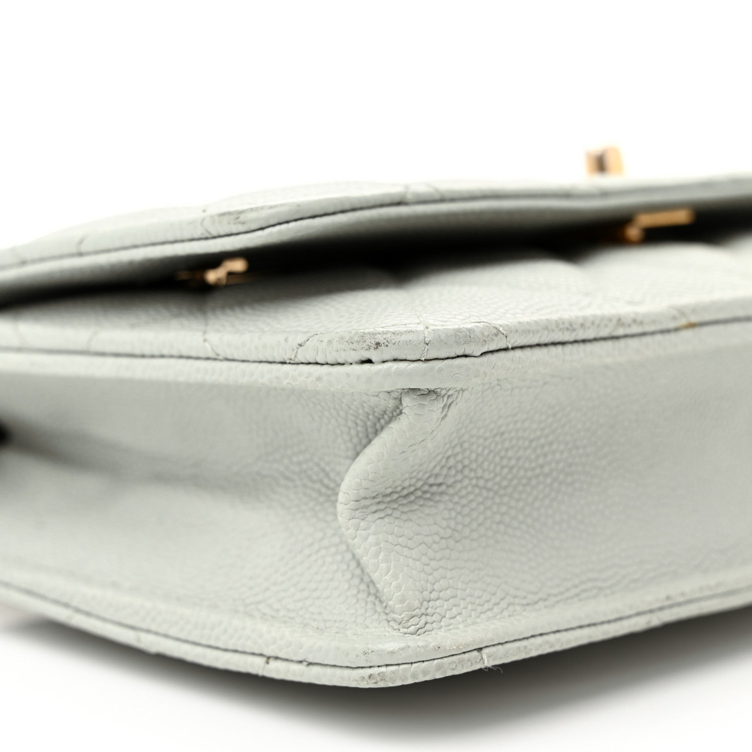 Chanel Caviar Quilted Medallion Wallet on Chain WOC Light Grey 9 of 12