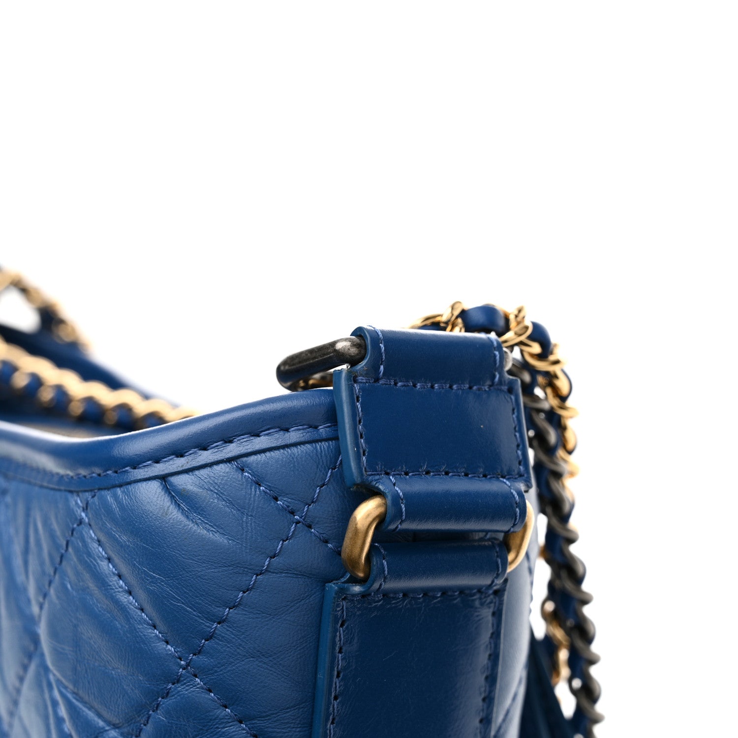Chanel Aged Calfskin Quilted Small Gabrielle Hobo Blue 11 of 12