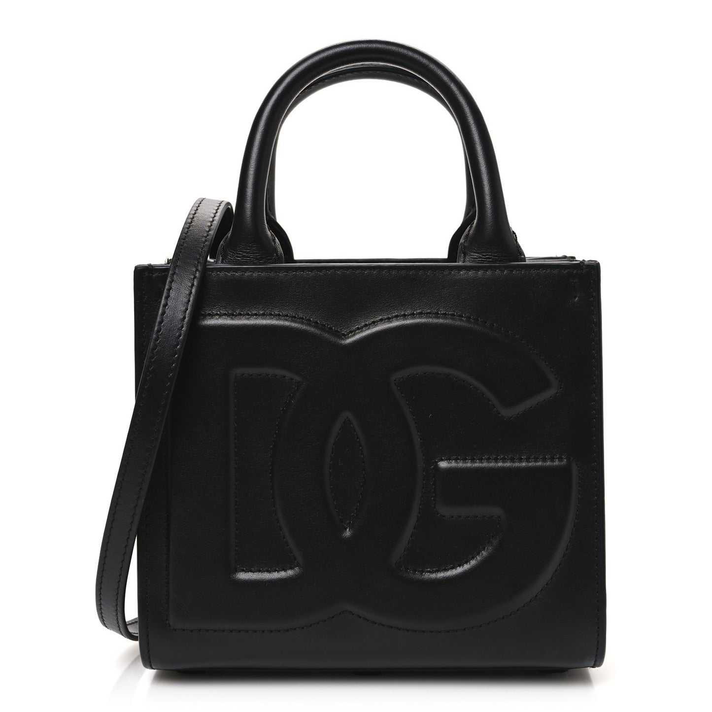 DOLCE GABBANA Calfskin Mini DG Daily Shopper Tote Black