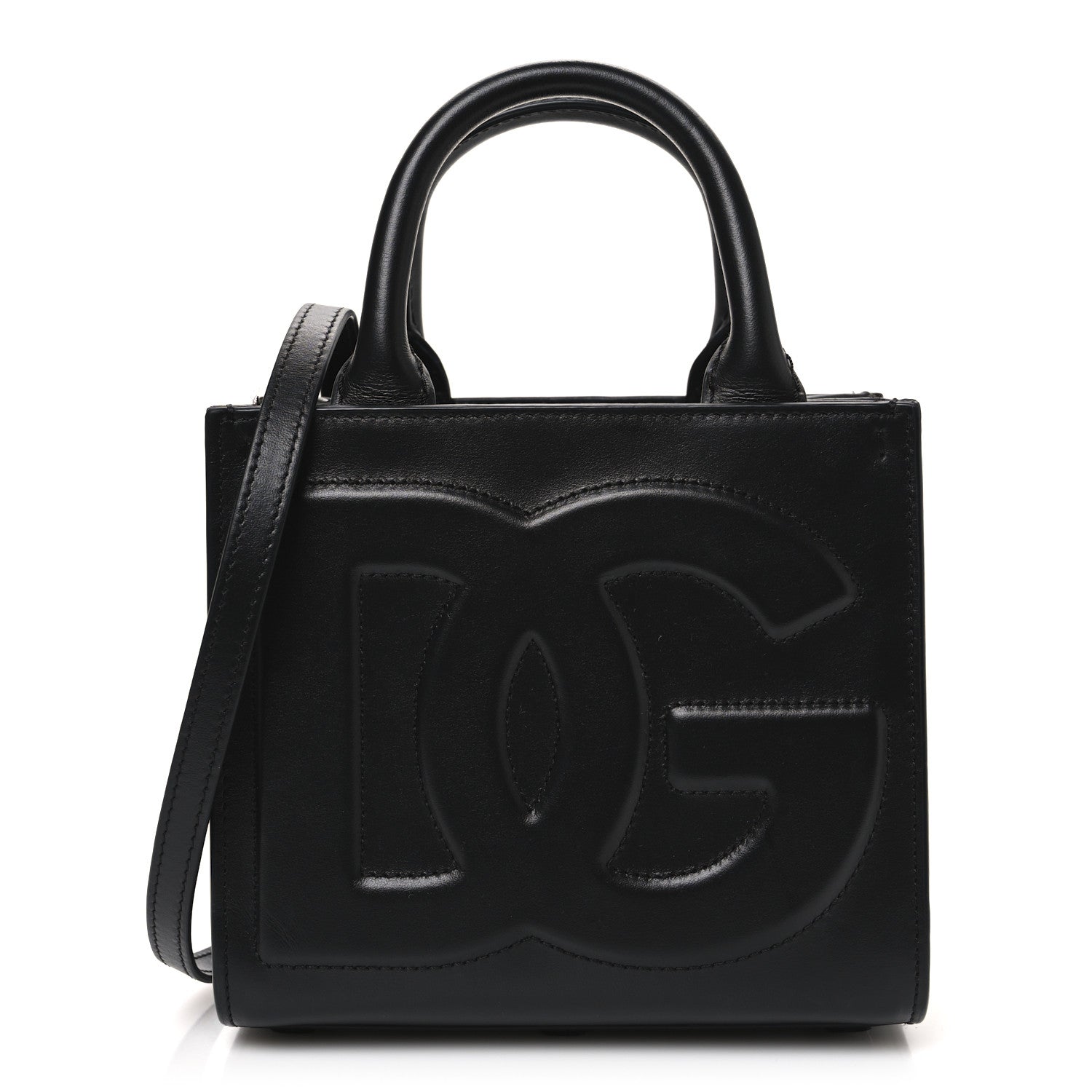 Dolce & Gabbana DOLCE GABBANA Calfskin Mini DG Daily Shopper Tote Black 1 of 10