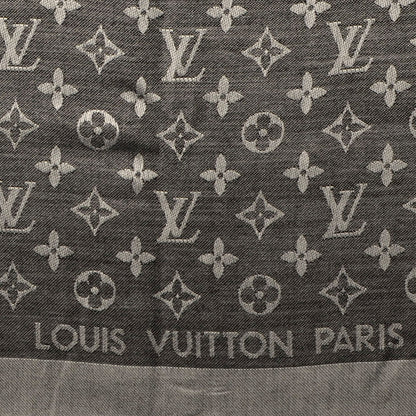 Louis Vuitton Wool Silk Monogram Denim Shawl Black 3 of 5