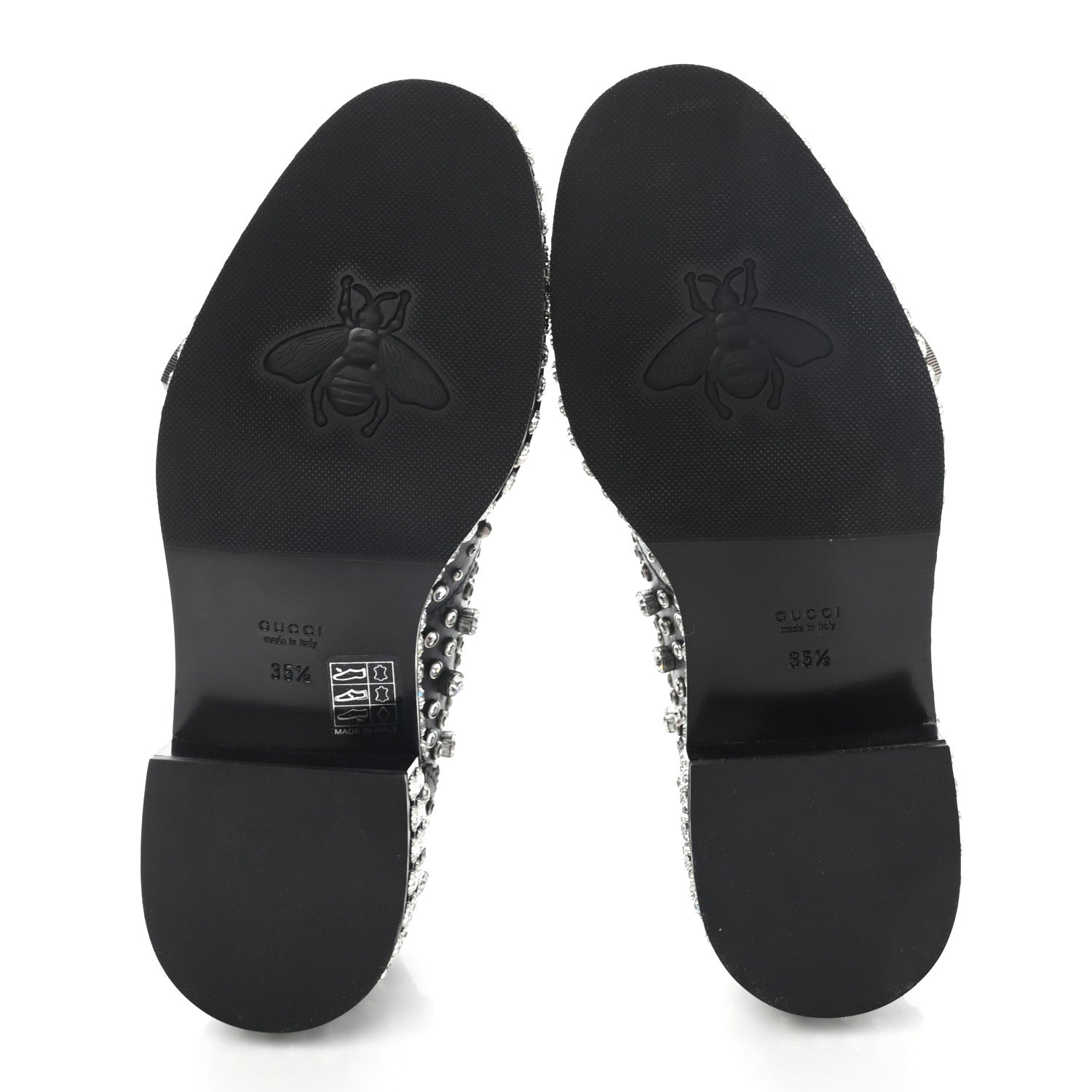 Gucci Calfskin Crystal Studded Womens Queercore Brogue Monk Strap Loafers 35.5 Black 5 of 10