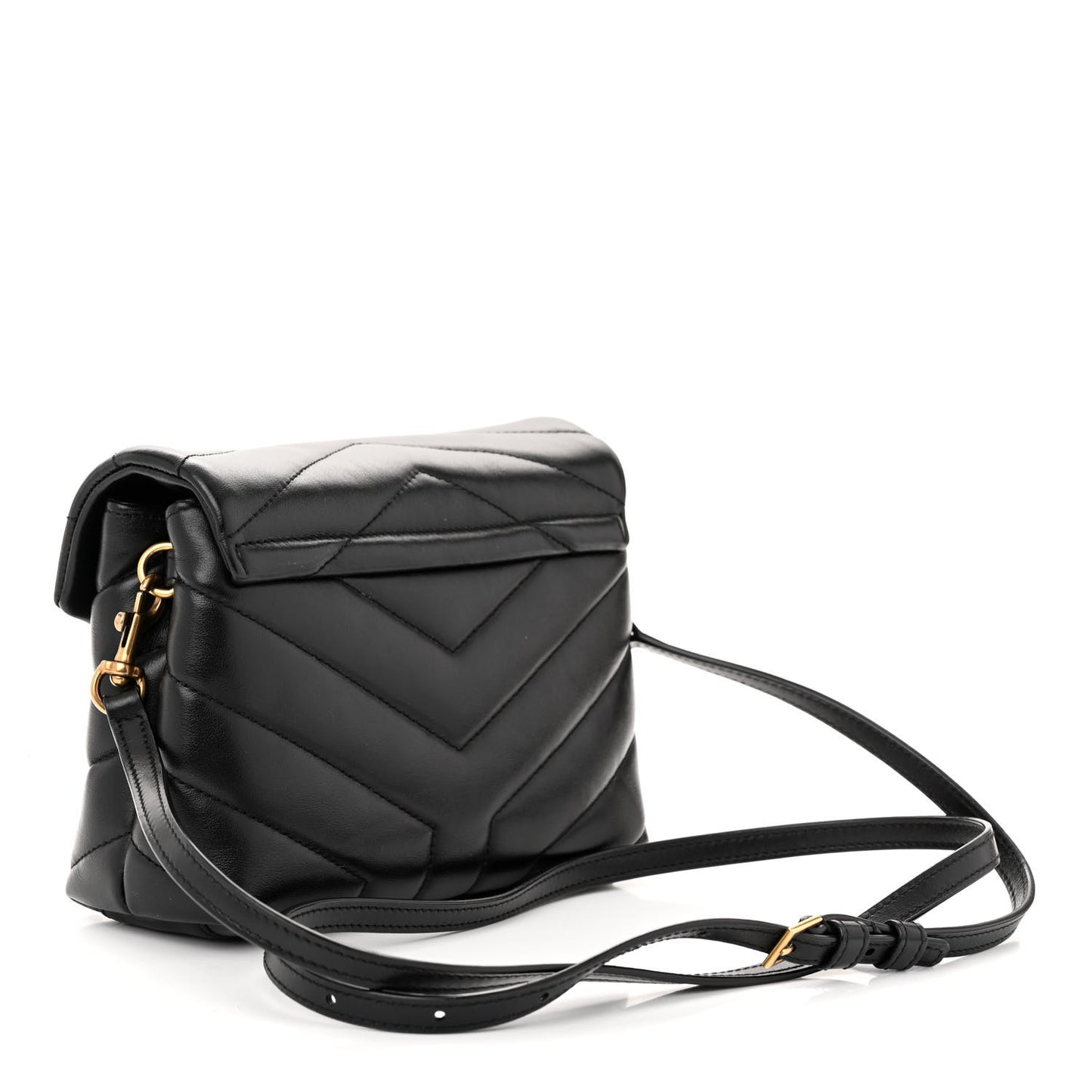 Calfskin Y Quilted Monogram Toy Loulou Crossbody Bag Black