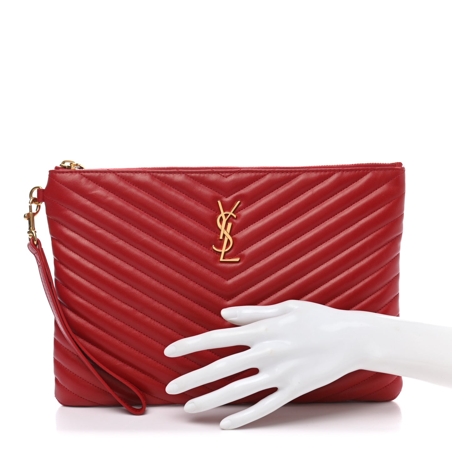 Calfskin Matelasse Monogram Cassandre Tablet Pouch Rouge Eros