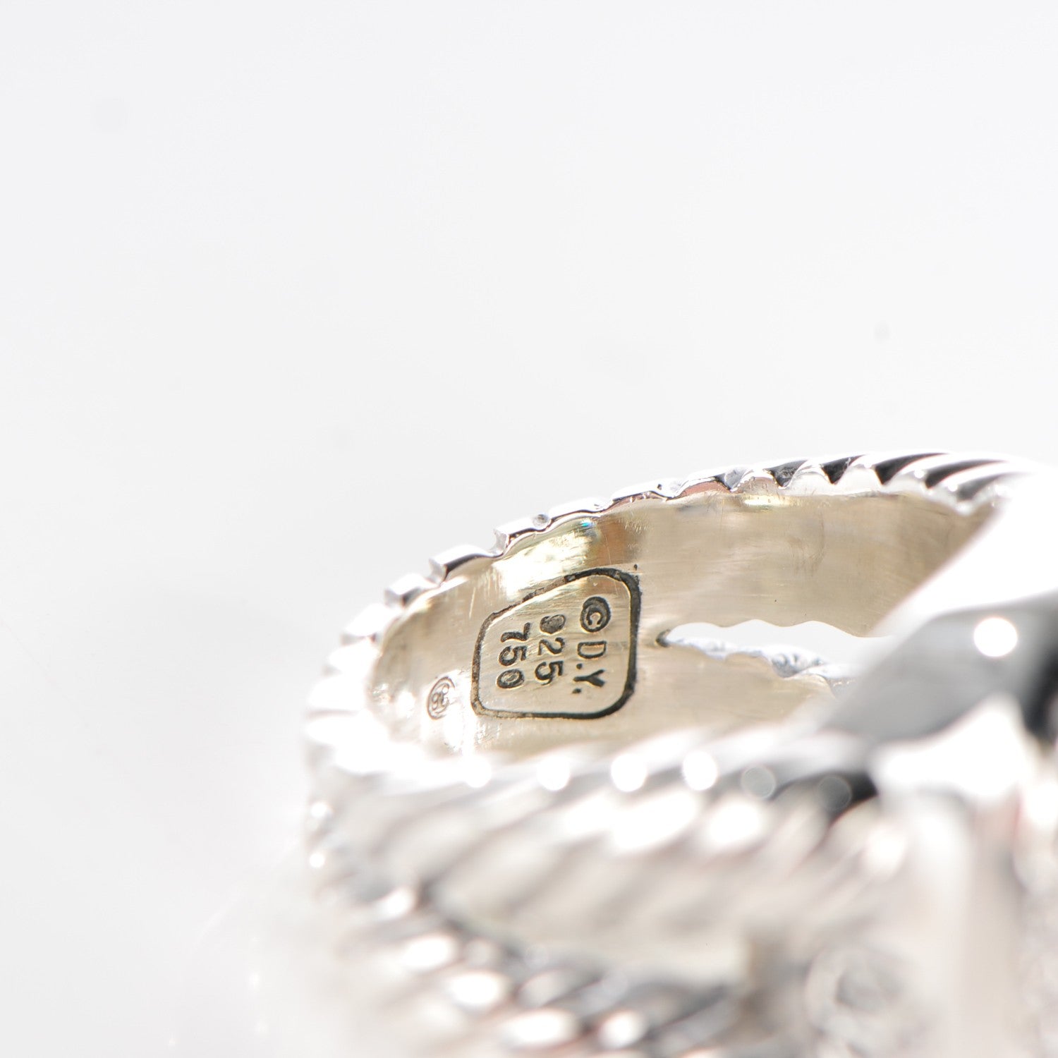 David Yurman Sterling Silver 18K White Gold Diamond Lemon Quartz 14mm Albion Ring 47 4 4 of 12