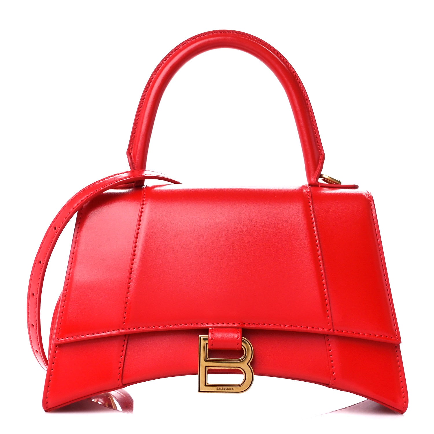 Balenciaga Shiny Box Calfskin Small Hourglass Top Handle Bag Bright Red 1 of 9
