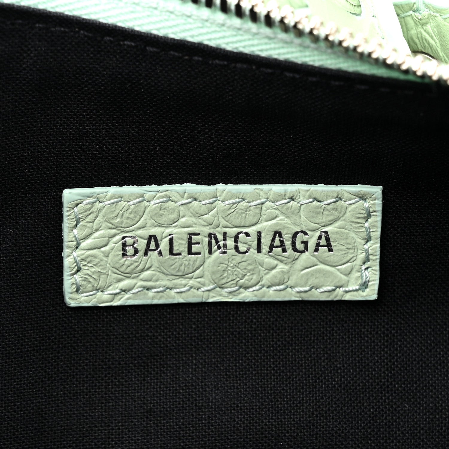 Balenciaga Extra Supple Calfskin Crocodile Embossed Le Cagole Shoulder Bag XS Light Green 7 of 12
