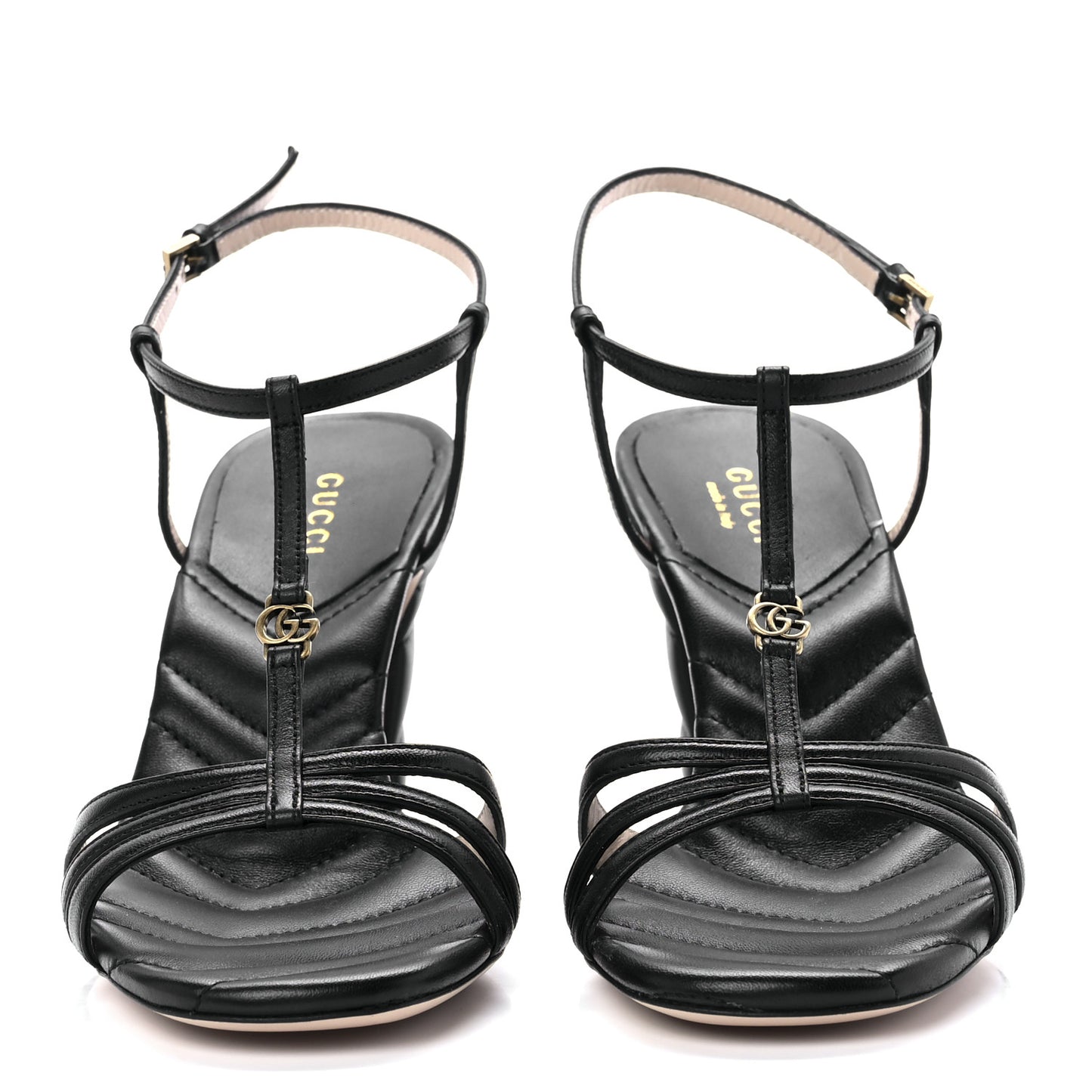 Nappa Matelasse T-Strap 40mm Sandals 37.5 Black