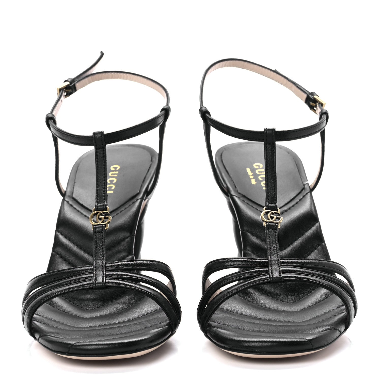 Gucci Nappa Matelasse T-Strap 40mm Sandals 37.5 Black 2 of 9