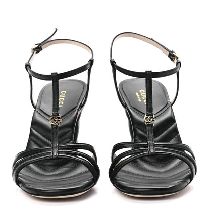 Gucci Nappa Matelasse T-Strap 40mm Sandals 37.5 Black 2 of 9