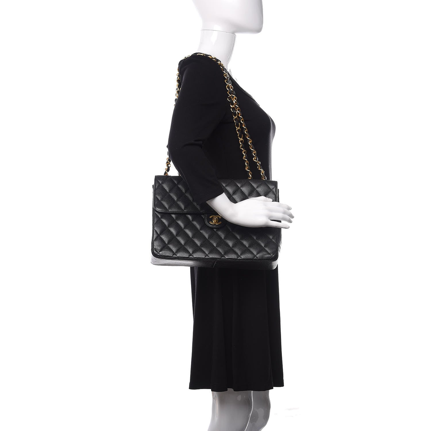 Chanel Caviar Jumbo Single Flap Black 2 of 14