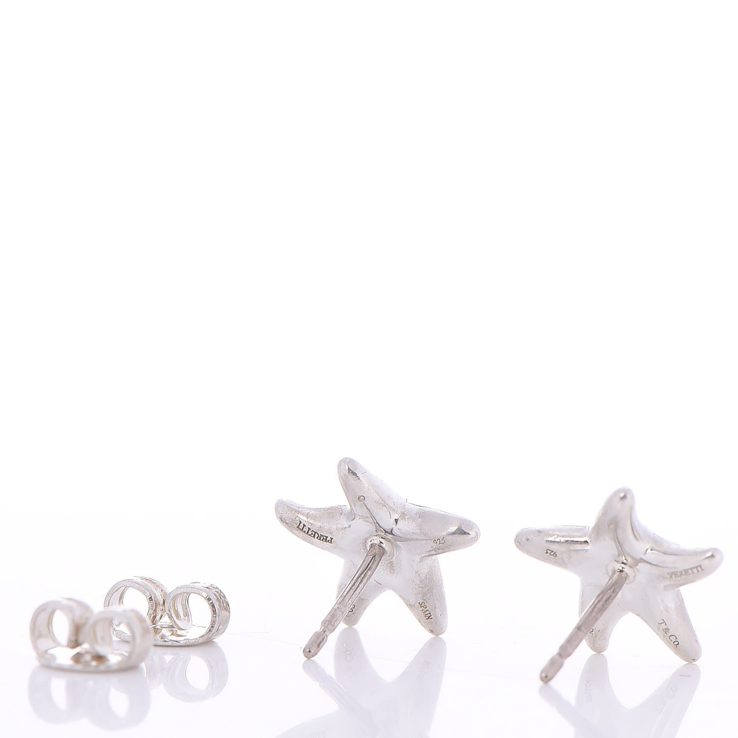 Tiffany Sterling Silver Diamond 12mm Elsa Peretti Starfish Earrings 3 of 7