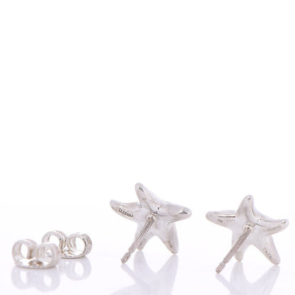 Tiffany Sterling Silver Diamond 12mm Elsa Peretti Starfish Earrings 3 of 7