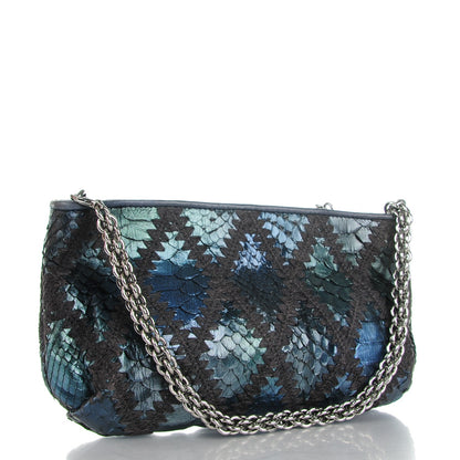 Chanel Python Crochet Soft and Chain Pochette Blue 3 of 7