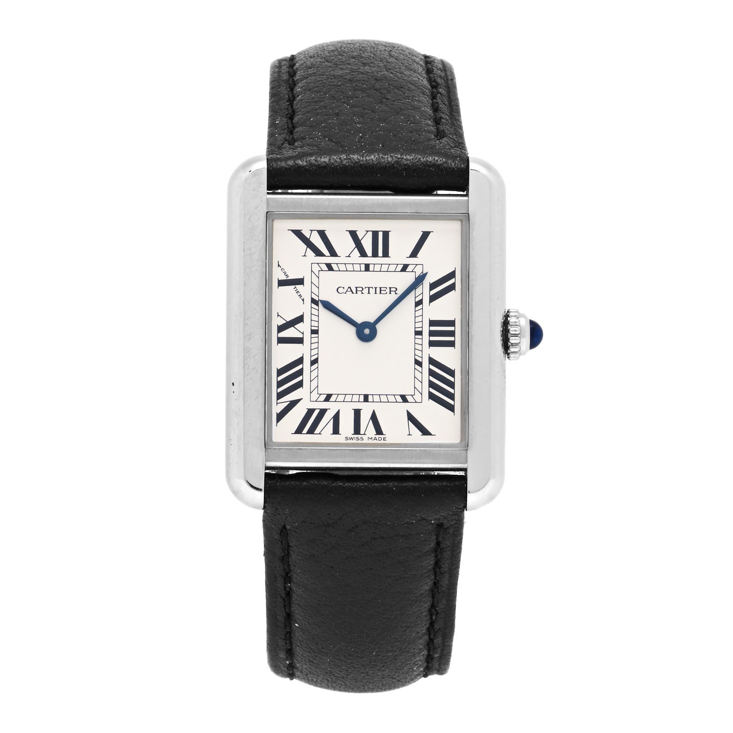Cartier Stainless Steel Calfskin 24mm Tank Solo Quartz Watch 1 of 5