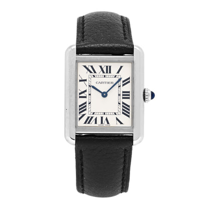 Cartier Stainless Steel Calfskin 24mm Tank Solo Quartz Watch 1 of 5