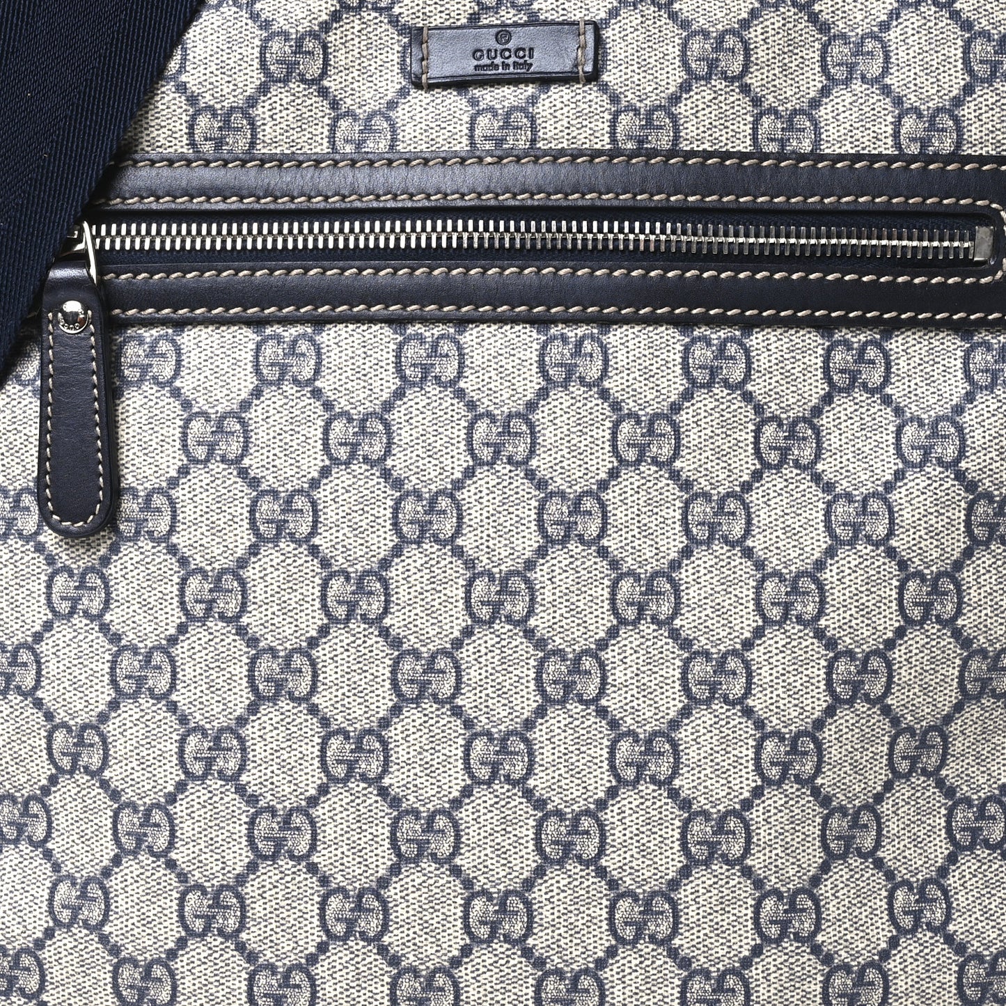 GG Plus Monogram Selleria Calfskin Medium Messenger Bag Beige Blue