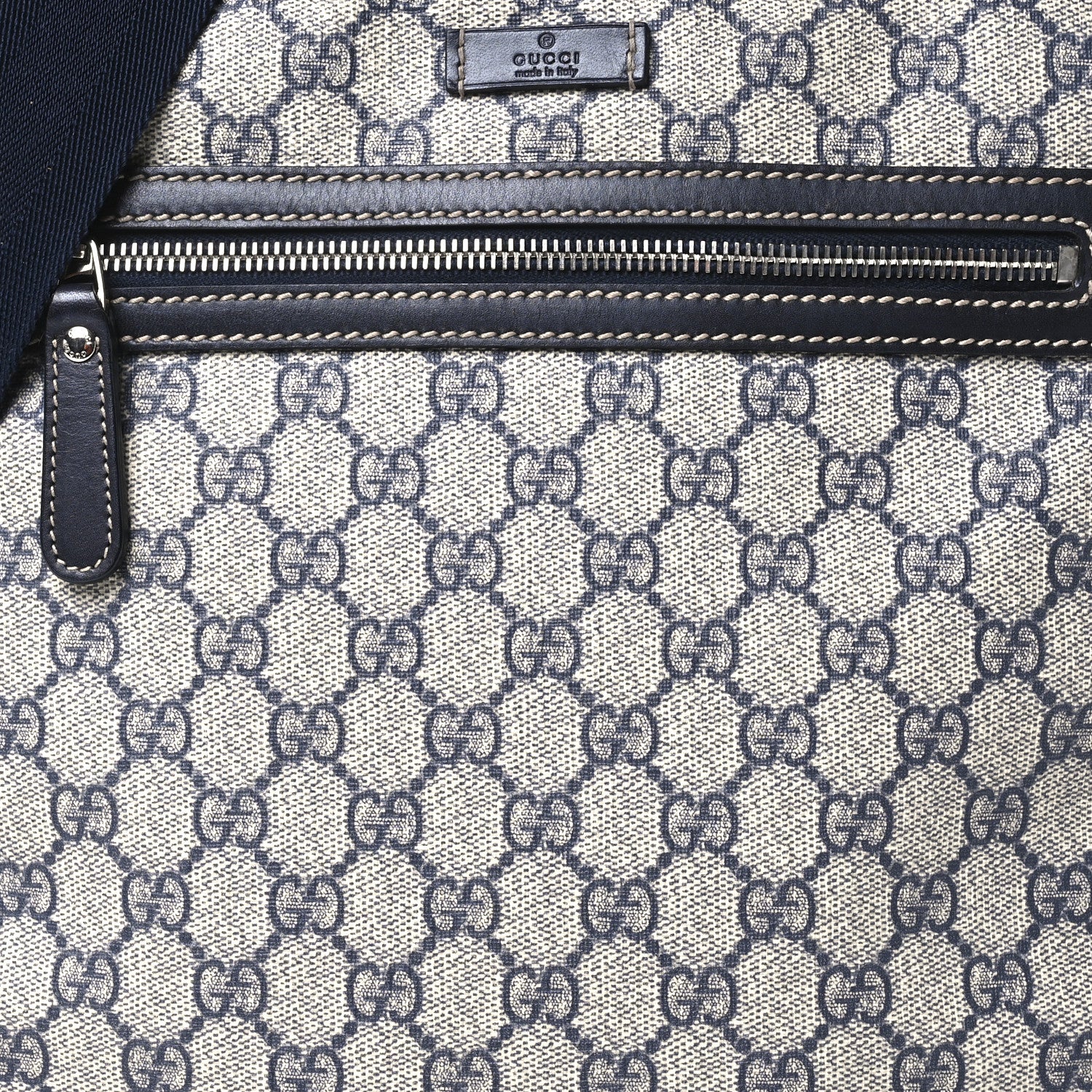 Gucci GG Plus Monogram Selleria Calfskin Medium Messenger Bag Beige Blue 8 of 11
