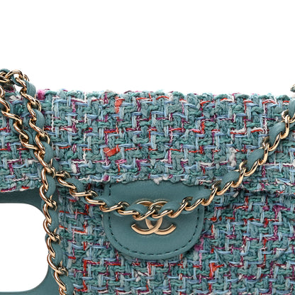 Chanel Tweed Quilted iPhone XII Pro Case With Chain Turquoise Purple White Red 7 of 10