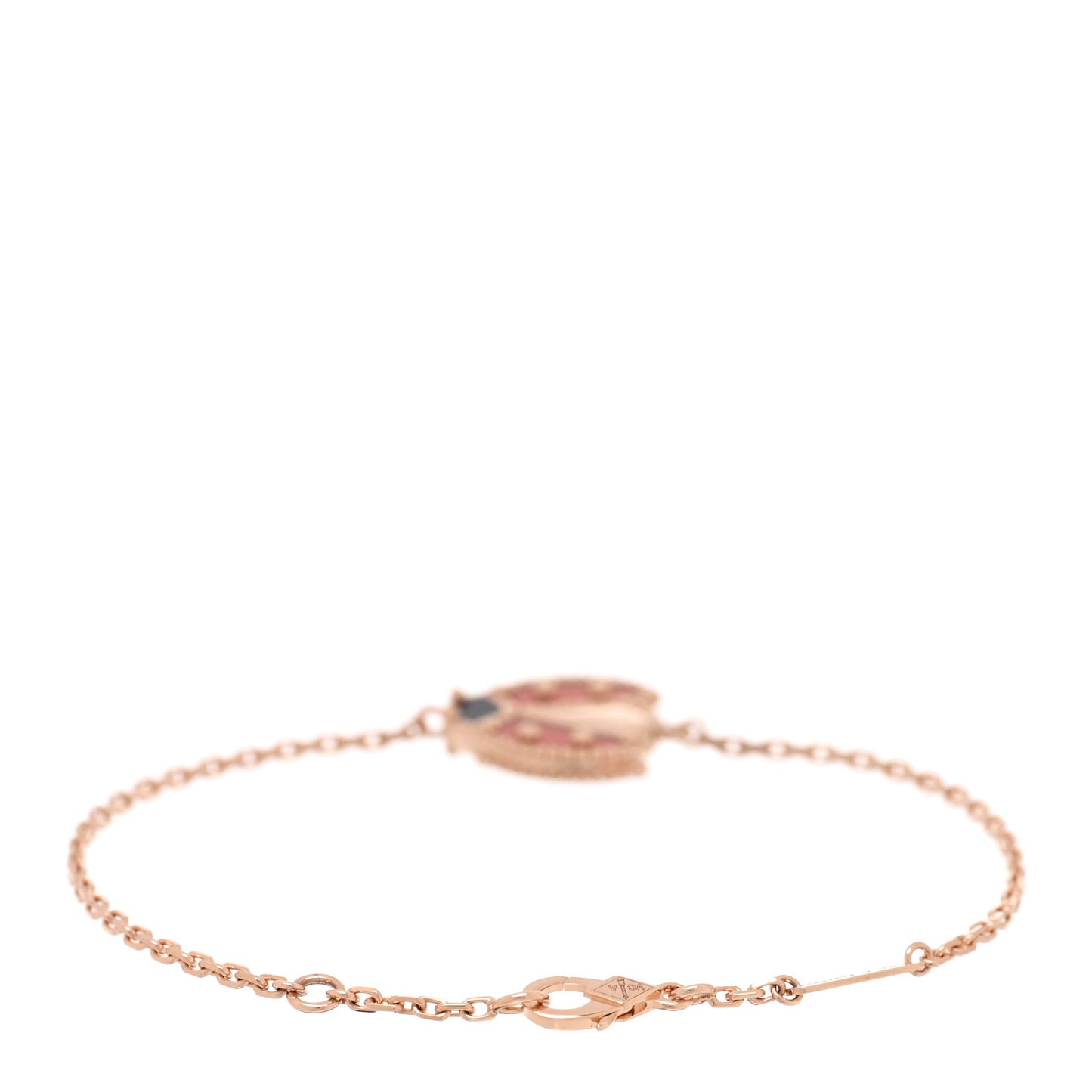 18K Rose Gold Carnelian Onyx Lucky Spring Open Wing Lady Bug Bracelet