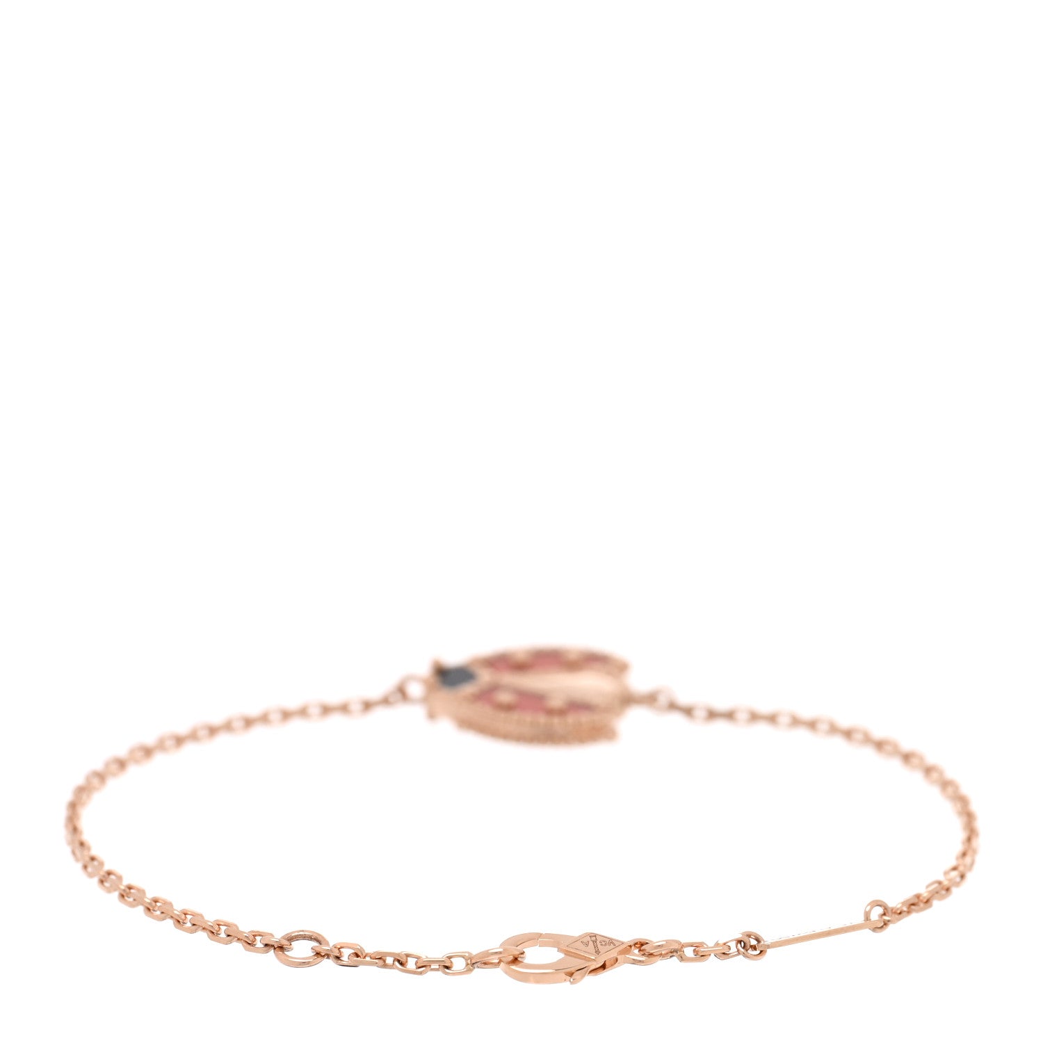 Van Cleef & Arpels 18K Rose Gold Carnelian Onyx Lucky Spring Open Wing Lady Bug Bracelet 2 of 4